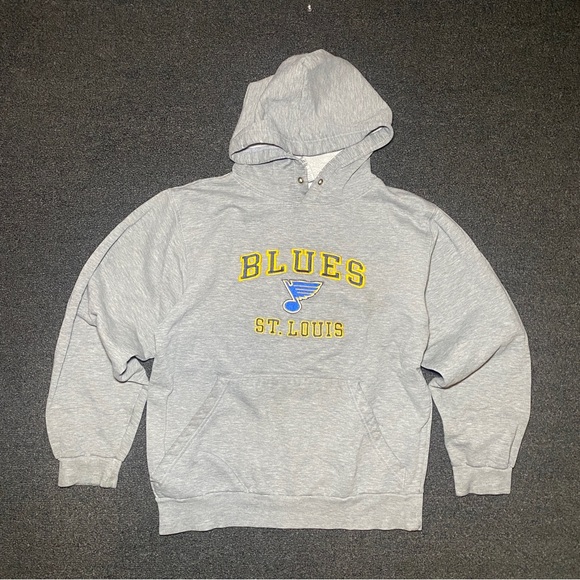 St. Louis blues vintage nhl hockey embroidered gray hoodie size medium - Picture 1 of 9
